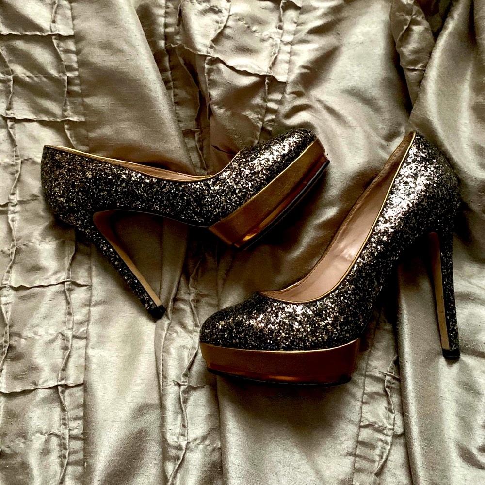 Vince Camuto glitzy glam platform pumps